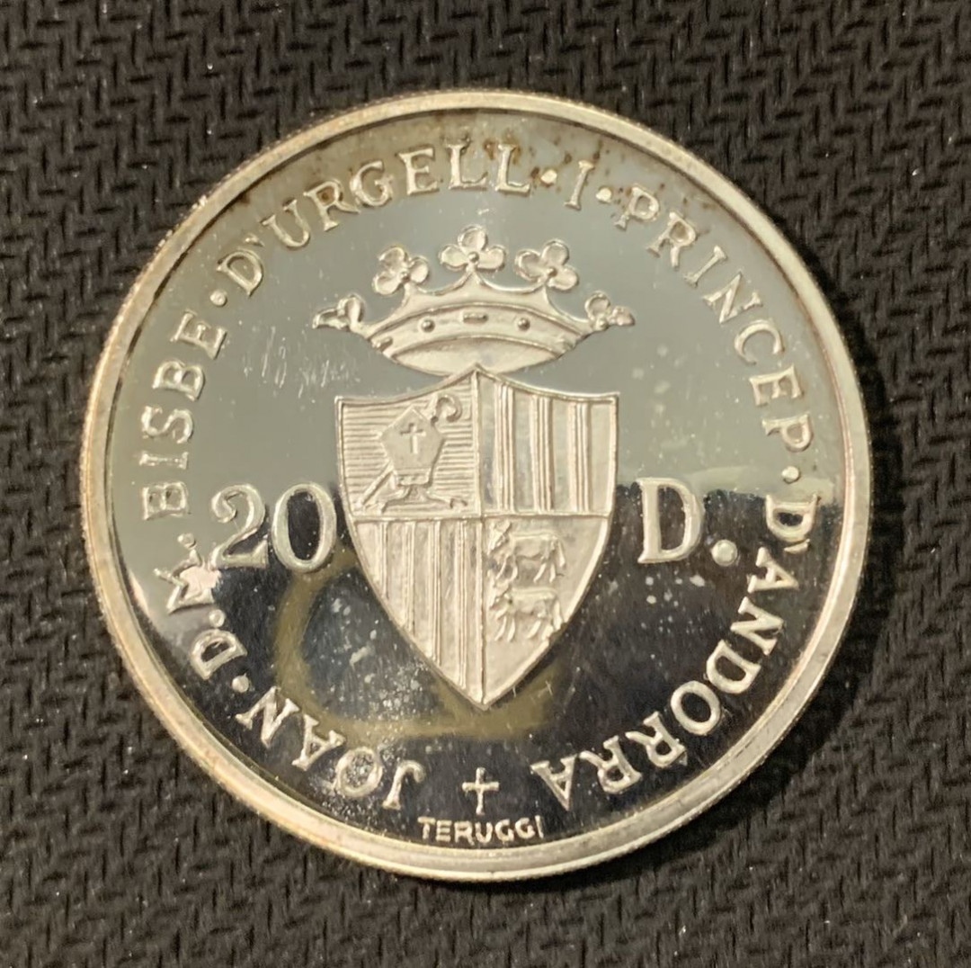 紫瑗钱币—微拍第二期 CICE特别场 外国现代银币 安道尔 1984年 洛杉矶奥运会 射击 20第纳尔 银币 16克 0.9银 