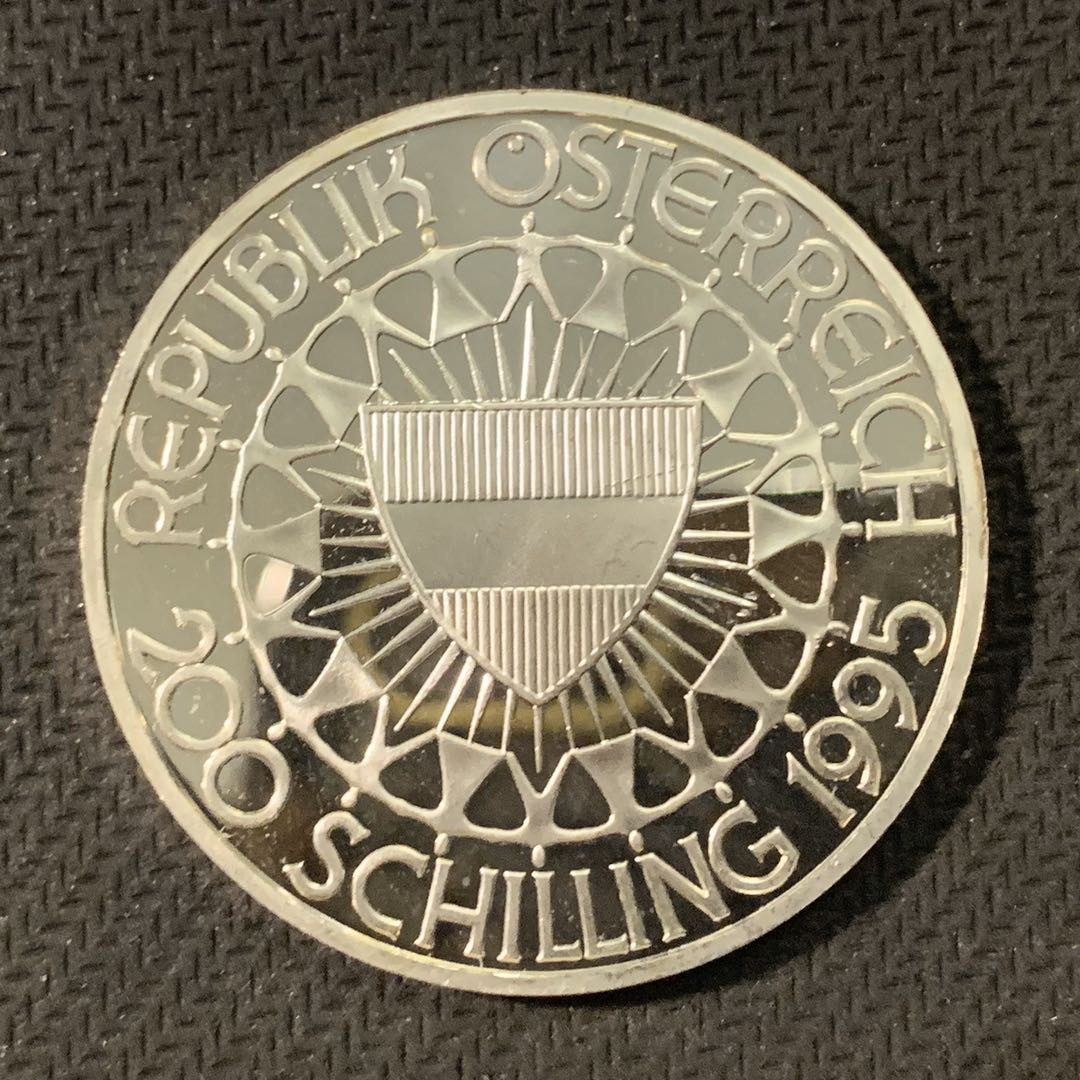 紫瑗钱币—微拍第二期 CICE特别场 外国现代银币 奥地利 1995年  奥运百年 滑雪 200先令 银币 精制 33.63克 0.925银