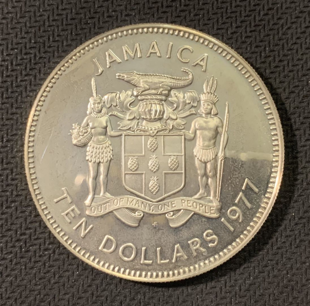 紫瑗钱币—微拍第二期 CICE特别场 外国现代银币 牙买加 1977年  海军元帅 10元 42.6克 0.925银