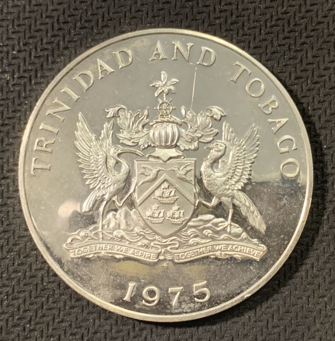 紫瑗钱币—微拍第二期 CICE特别场 外国现代银币 特立尼达和多巴哥 1975年 地图 10元 银币 35克 0.925银