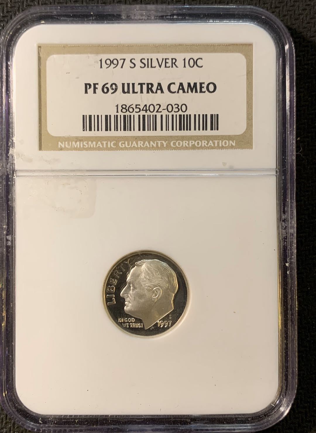 紫瑗钱币—微拍第三期  美国 1997年 10美分 罗斯福 银币 NGC PR69 UC