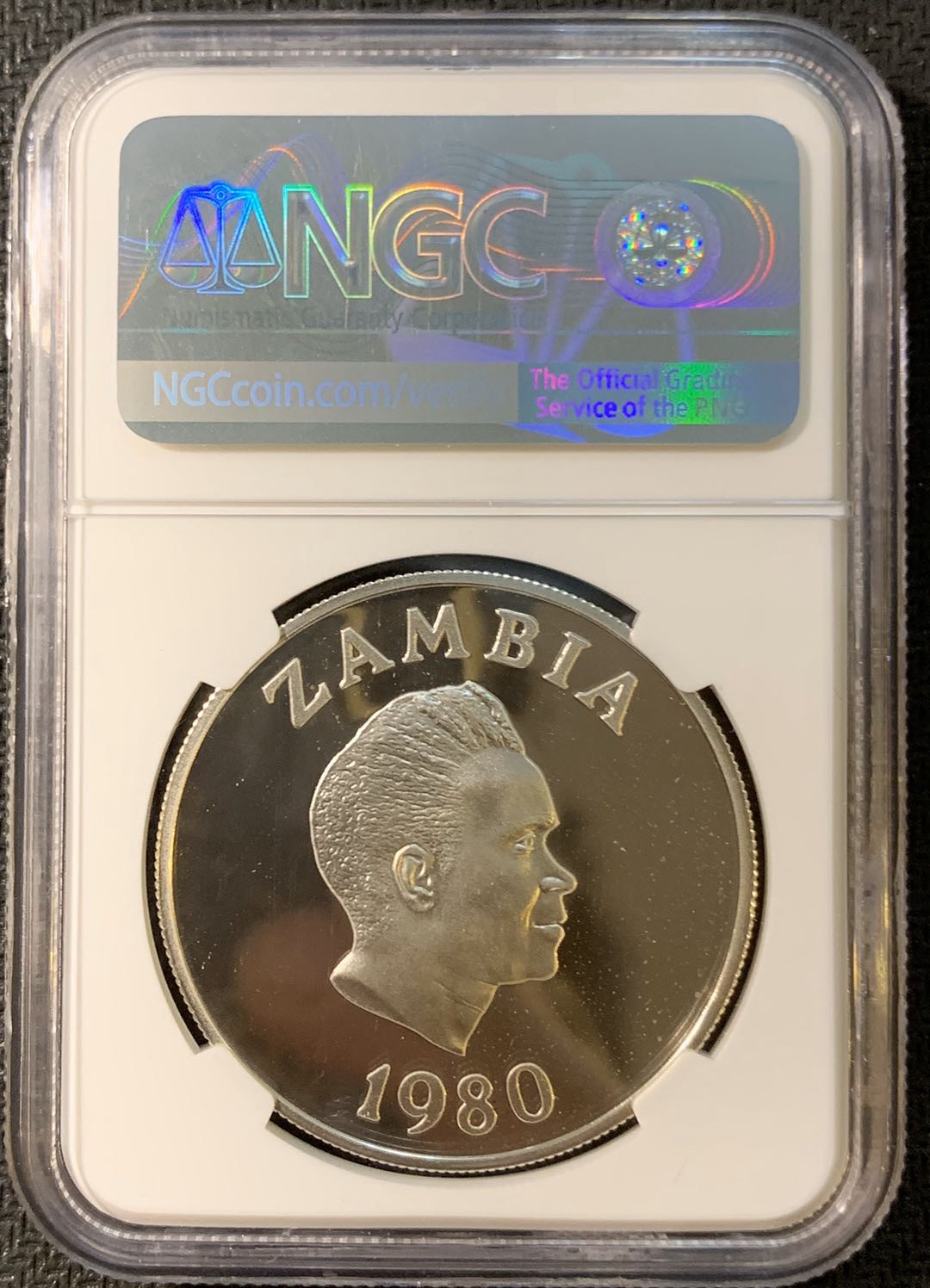 紫瑗钱币—微拍第三期  赞比亚 1980年 10宽扎 儿童年 银币 NGC PR67 UC