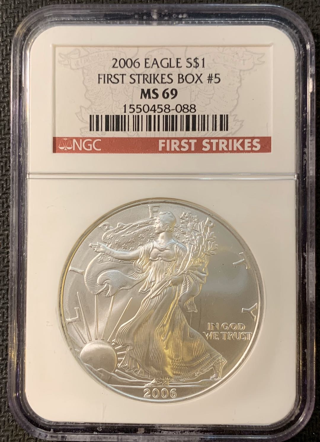 紫瑗钱币—微拍第三期  美国 2006年 行走投资银币 1美元 NGC MS69 首期红标