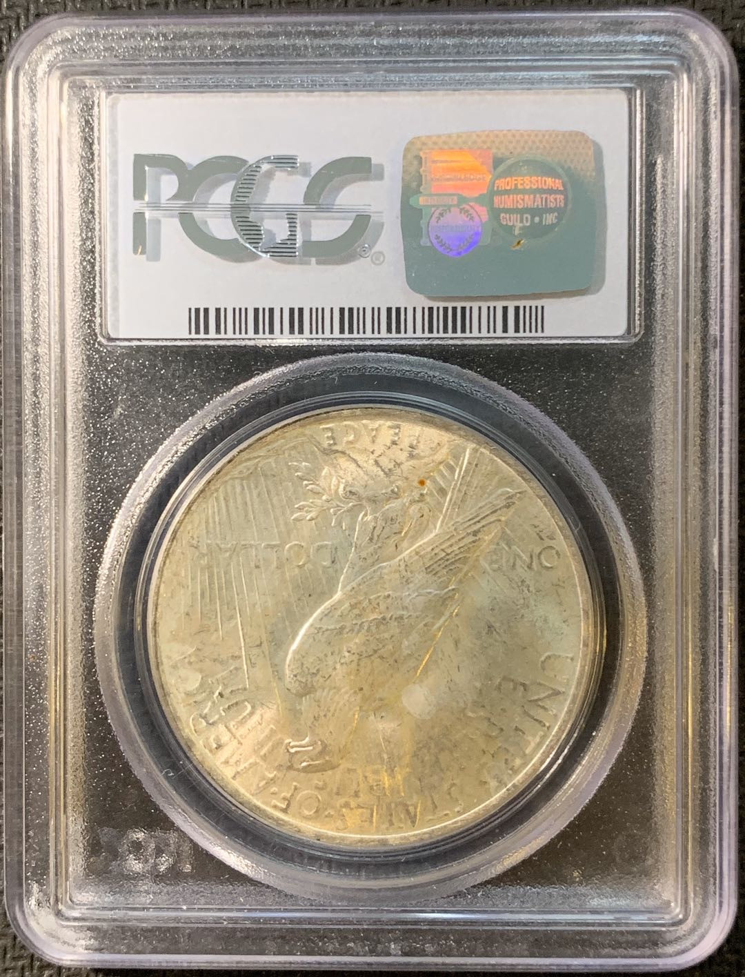 紫瑗钱币—微拍第三期  美国 1922年 和平鸽 1元 银币 PCGS  MS64 老盒严评