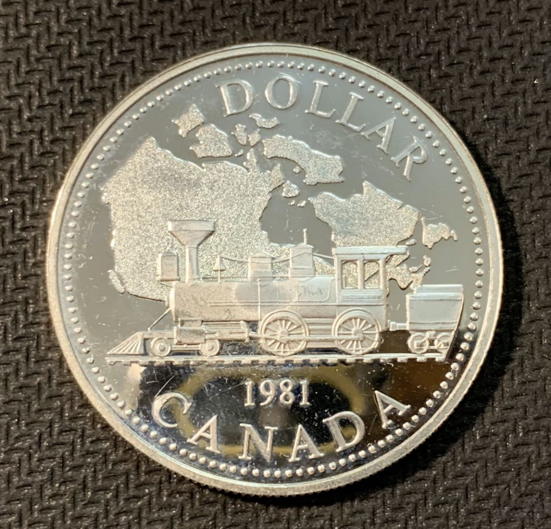 紫瑗钱币—微拍第三期  加拿大 1981年  火车 1元 精制 23.33克 0.5银
