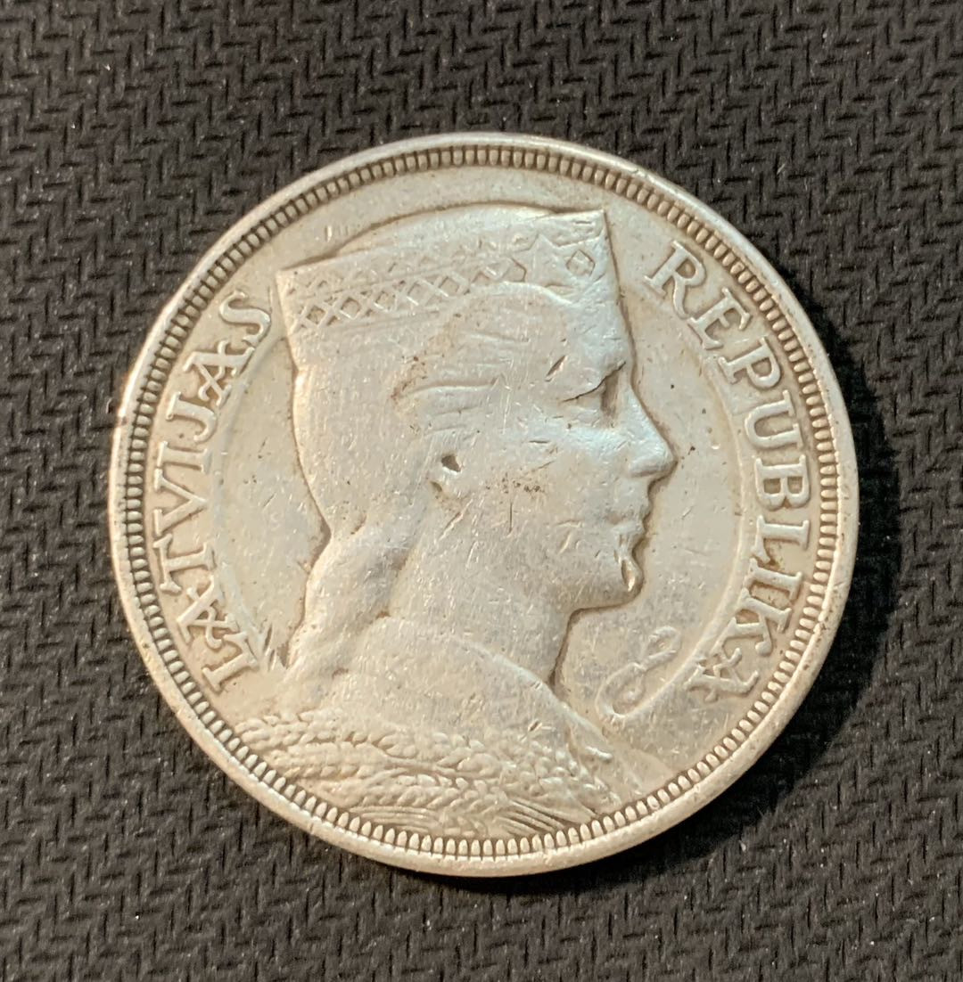 紫瑗钱币—微拍第三期  拉脱维亚 1929年 女神 5拉特 25克 0.835银