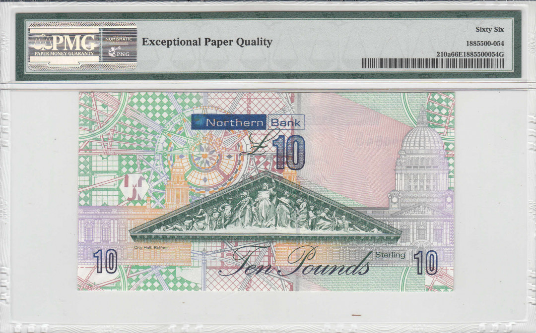 【收藏联盟】第111期拍卖——流光溢彩 北爱尔兰 2008年 10镑 p210a PMG66EPQ 