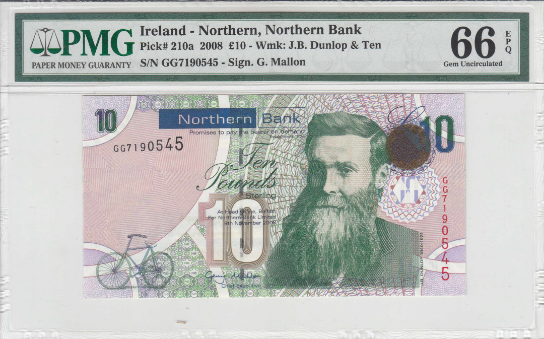 【收藏联盟】第111期拍卖——流光溢彩 北爱尔兰 2008年 10镑 p210a PMG66EPQ 