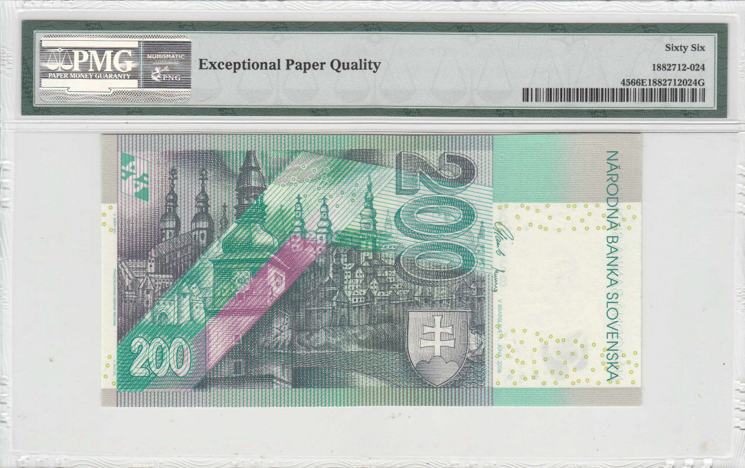 【收藏联盟】第111期拍卖——流光溢彩 斯洛伐克 2006年 200克朗 PMG66EPQ