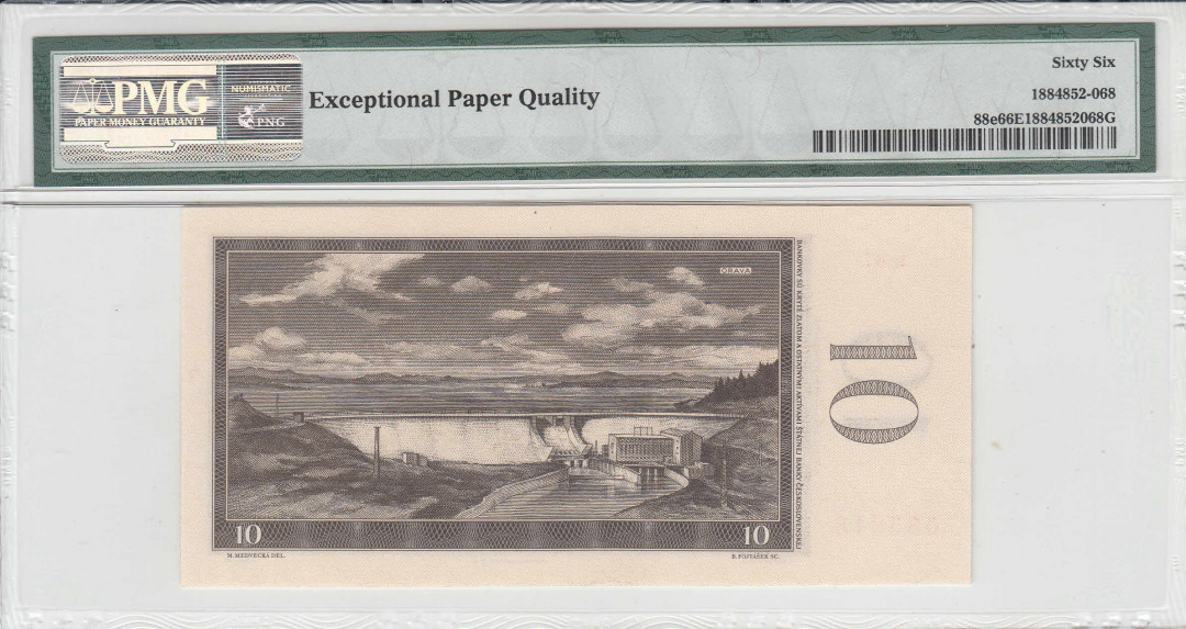 【收藏联盟】第111期拍卖——流光溢彩 【一组4张】捷克斯洛伐克 1960-64年 10-25-50-100克朗 PMG65-66EPQ （其中50克朗为豹子号） 