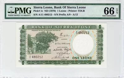 【收藏联盟】第111期拍卖——流光溢彩 - 塞拉利昂 1970年 1利昂 PMG66EPQ 