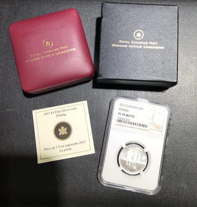 【随心&Getcoins】现代金银币拍卖四十一期 - 获奖加拿大2013年父子钓鱼磨砂银币NGC70