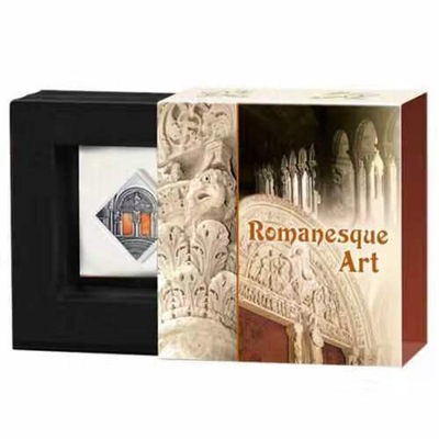 【随心&Getcoins】现代金银币拍卖四十一期 【纽埃】纽埃2014年1元，改变世界建筑艺术系列—罗马艺术，镶嵌天然(双块)玛瑙 仿古抗氧 透光 异形(菱形) 艺术精制银币