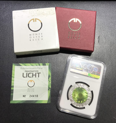 【随心&Getcoins】现代金银币拍卖四十一期 奥地利2008年25欧 纪念银铌双色币NGC70