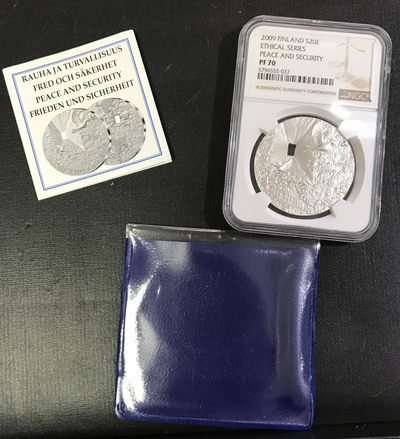 【随心&Getcoins】现代金银币拍卖四十一期 - 芬兰2009年世界与和平银币NGC70