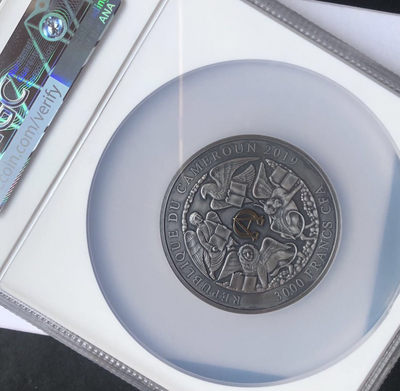 【随心&Getcoins】现代金银币拍卖四十一期 【喀麦隆】天启4骑士镀金仿古银币【ngc69】