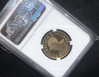 【随心&Getcoins】现代金银币拍卖四十一期 意大利国家高山协会100年5欧元 【ngc69】
