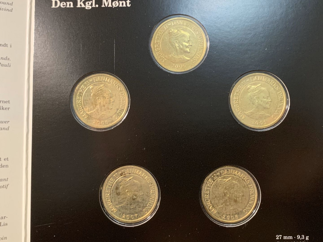 紫瑗钱币—微拍第五期  丹麦 2002—07年 20克朗纪念币 10枚全 原厂卡 少见