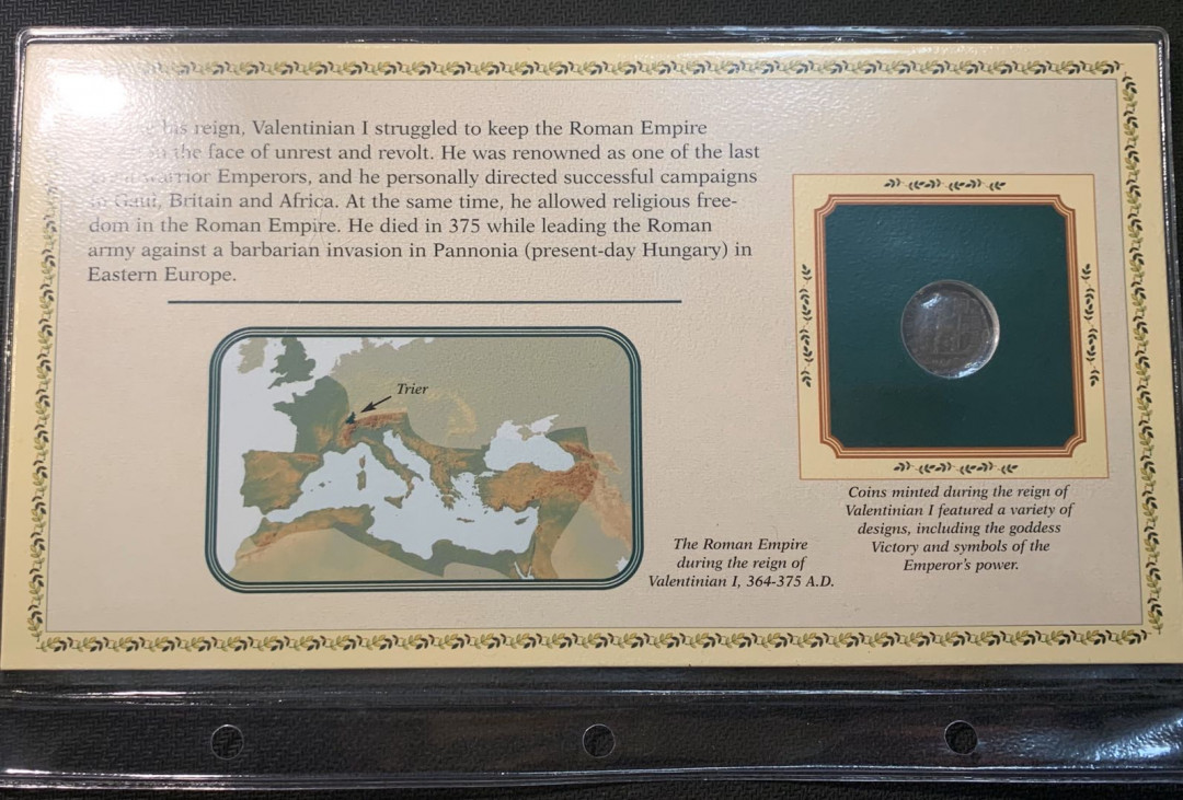 紫瑗钱币—微拍第五期  罗马帝国 瓦伦提尼安时期 铜币一枚 带册