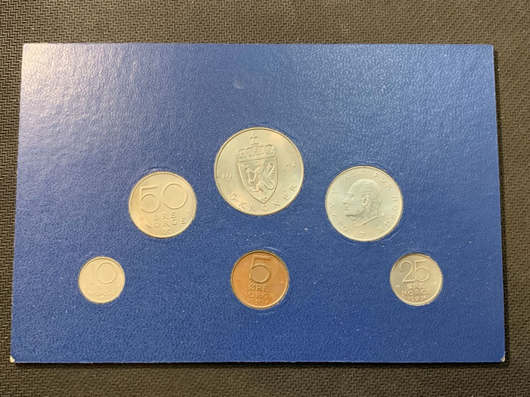 紫瑗钱币—微拍第五期  挪威 1974年 5欧尔—5克朗 6枚套