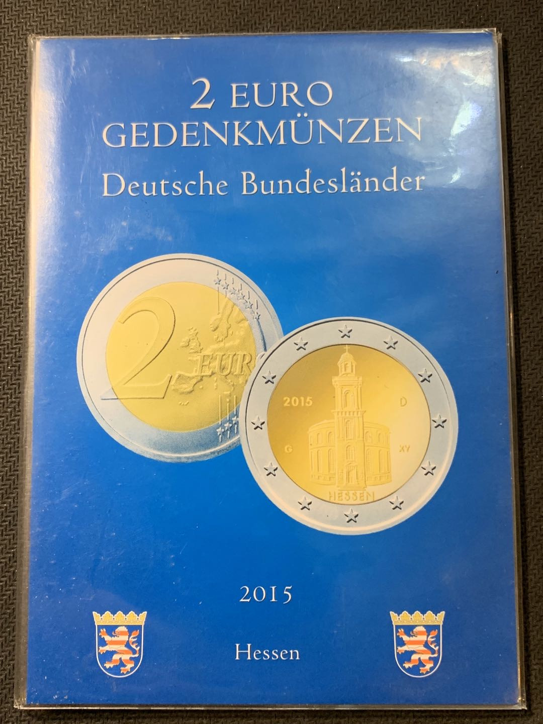 紫瑗钱币—微拍第五期  德国 2015年 法兰克福圣保罗教堂 2欧元 5个厂标 卡装