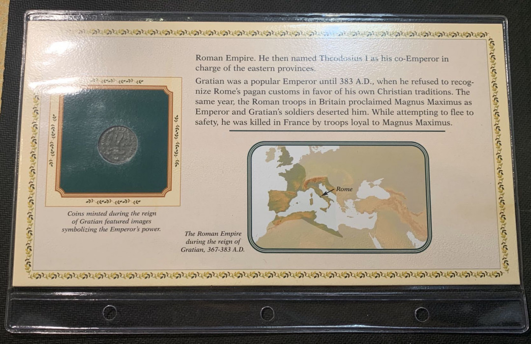 紫瑗钱币—微拍第五期  西罗马 格拉提安 （359—383年） 铜币 一枚 带册