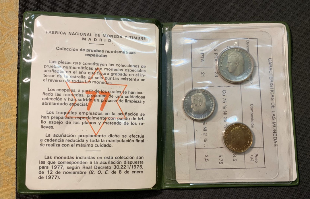 紫瑗钱币—微拍第五期  西班牙 1977年 1 5 25 比塞塔 原厂卡