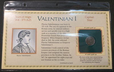 紫瑗钱币—微拍第五期  - 罗马帝国 瓦伦提尼安时期 铜币一枚 带册