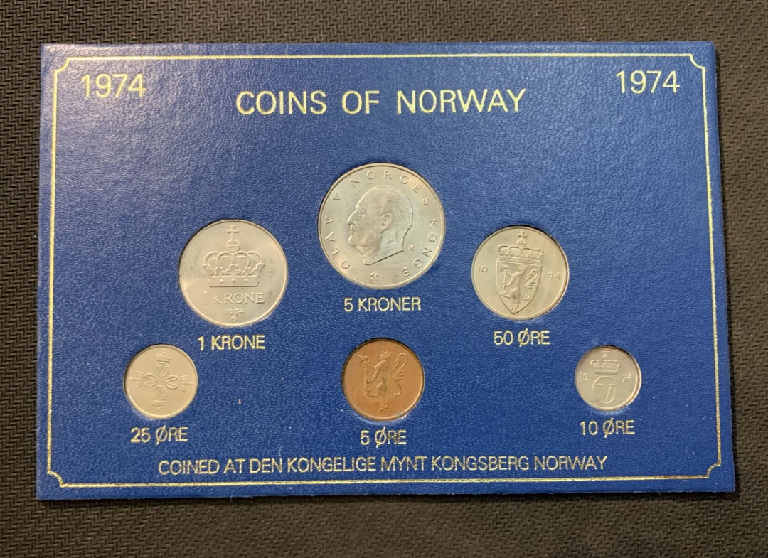 紫瑗钱币—微拍第五期  挪威 1974年 5欧尔—5克朗 6枚套