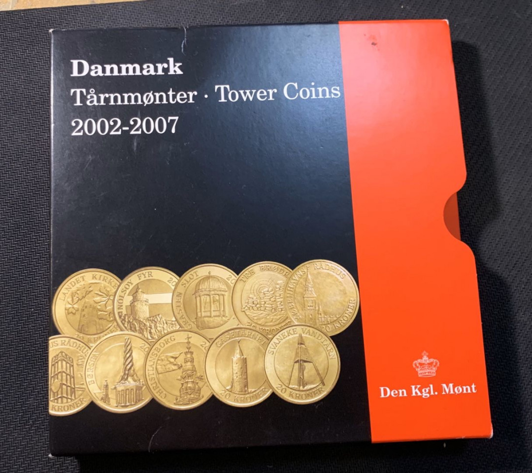 紫瑗钱币—微拍第五期  丹麦 2002—07年 20克朗纪念币 10枚全 原厂卡 少见