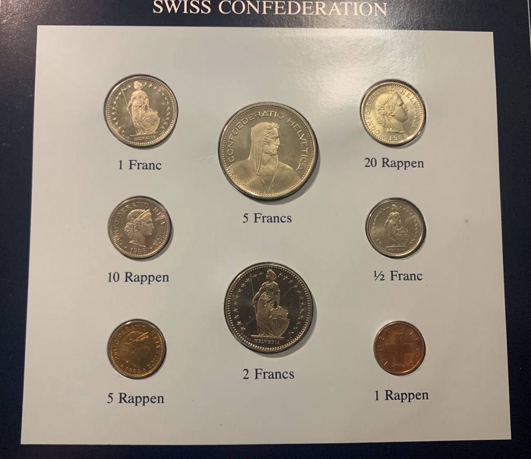 紫瑗钱币—微拍第五期  瑞士 富兰克林 1分—5法郎 8枚套