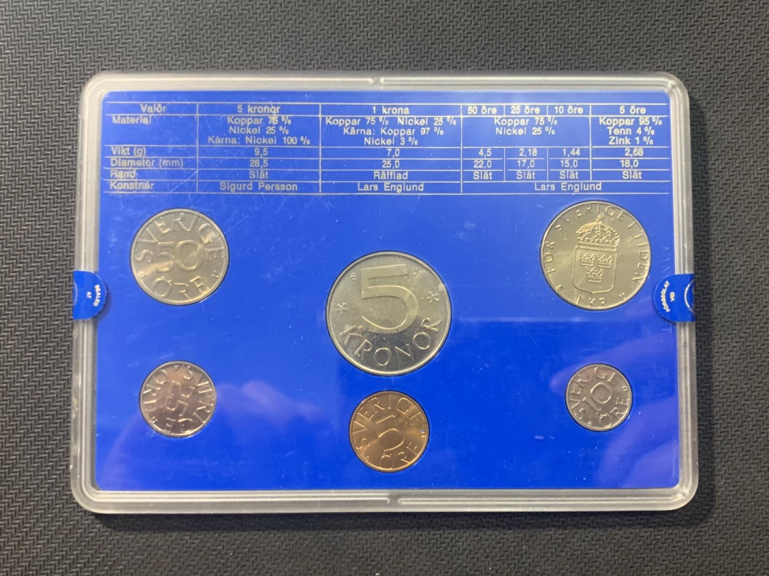 紫瑗钱币—微拍第五期  瑞典 1980年 5欧尔—5克朗 6枚套 原厂盒