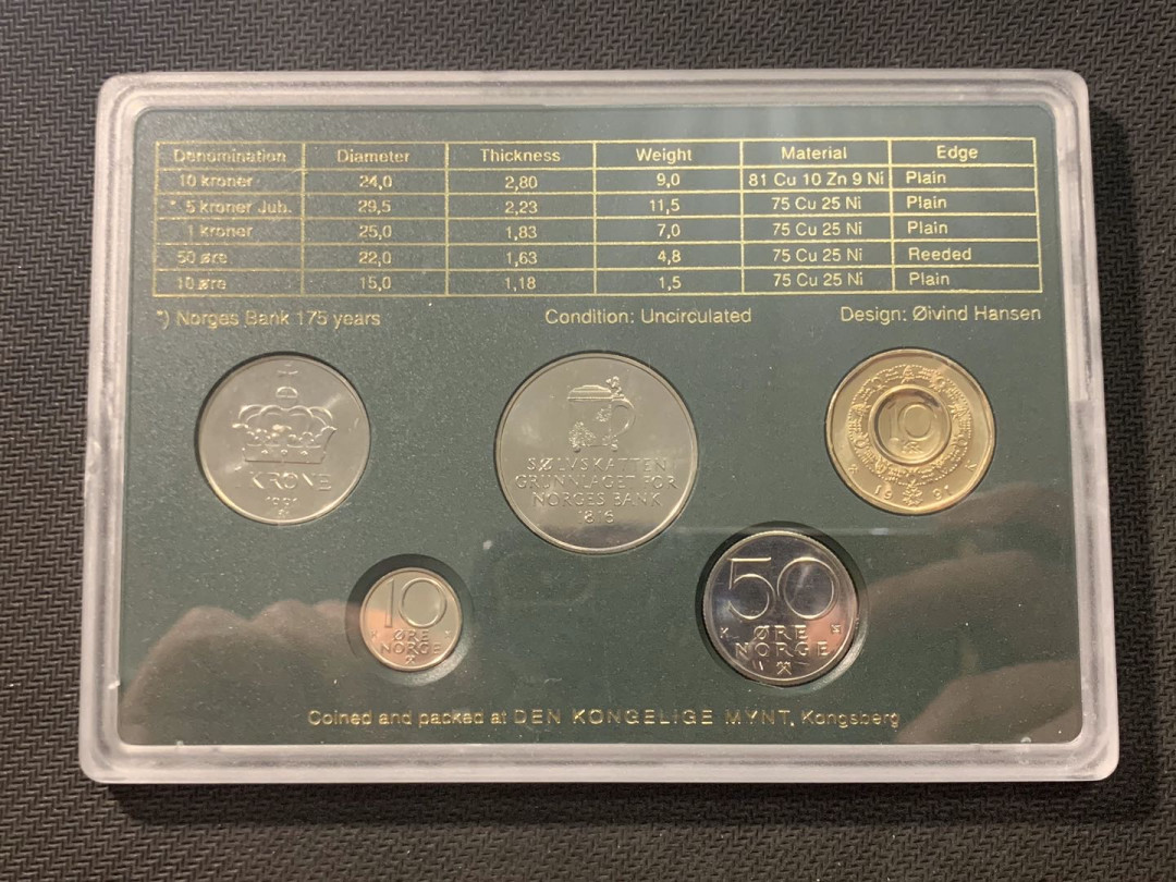 紫瑗钱币—微拍第五期  挪威 1991年 10欧尔—10克朗 5枚套 原厂盒