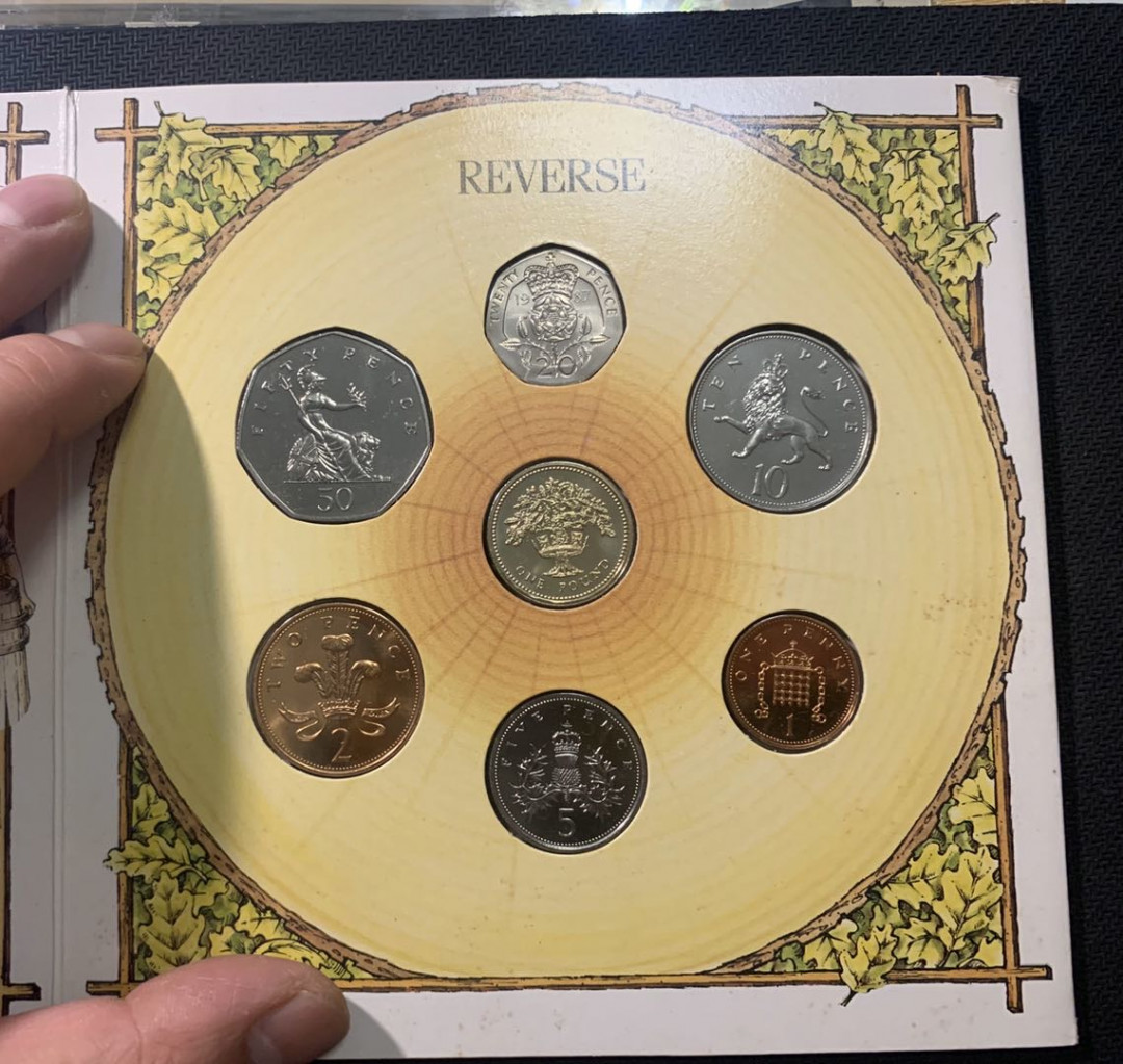 紫瑗钱币—微拍第五期  英国 1987年 1便士—1磅 7枚套 原厂卡装