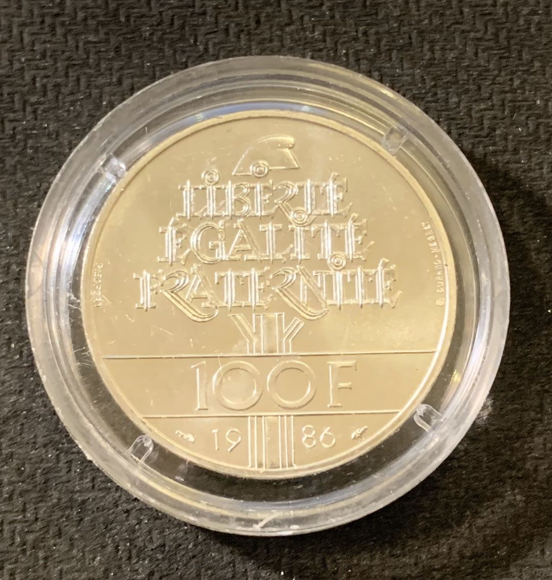 紫瑗钱币—微拍第六期  外国现代银币场 法国 1986年 自由女神 100法郎 加厚 30克 0.9银 少见