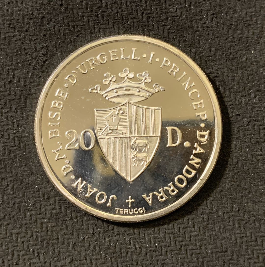 紫瑗钱币—微拍第六期  外国现代银币场 安道尔 1984年 洛杉矶奥运会 射击 20第纳尔 银币 16克 0.9银 