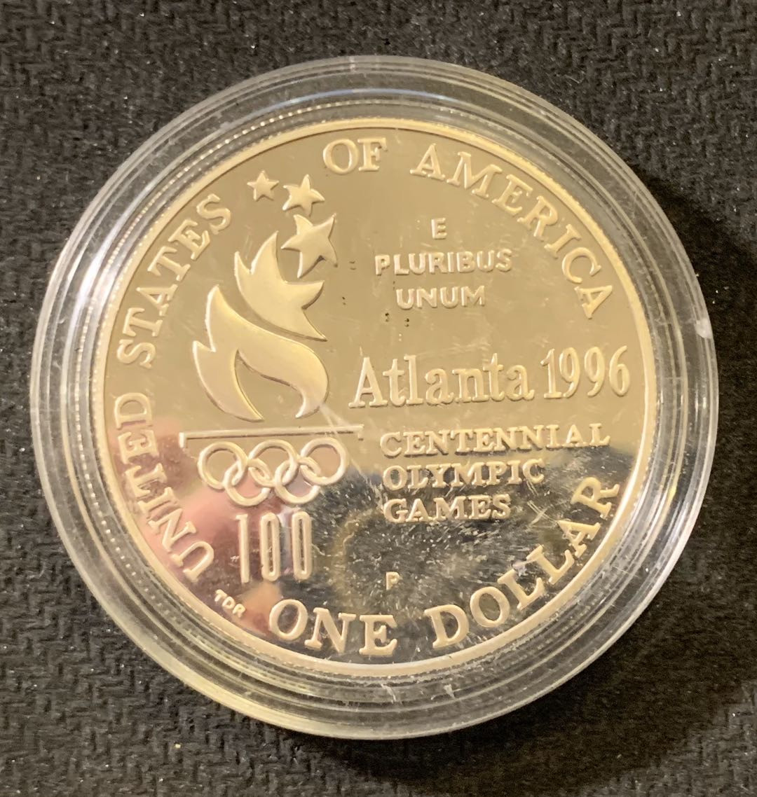 紫瑗钱币—微拍第六期  外国现代银币场 美国 1996年 亚特兰大奥运会 网球  1元  26.73克 0.9银