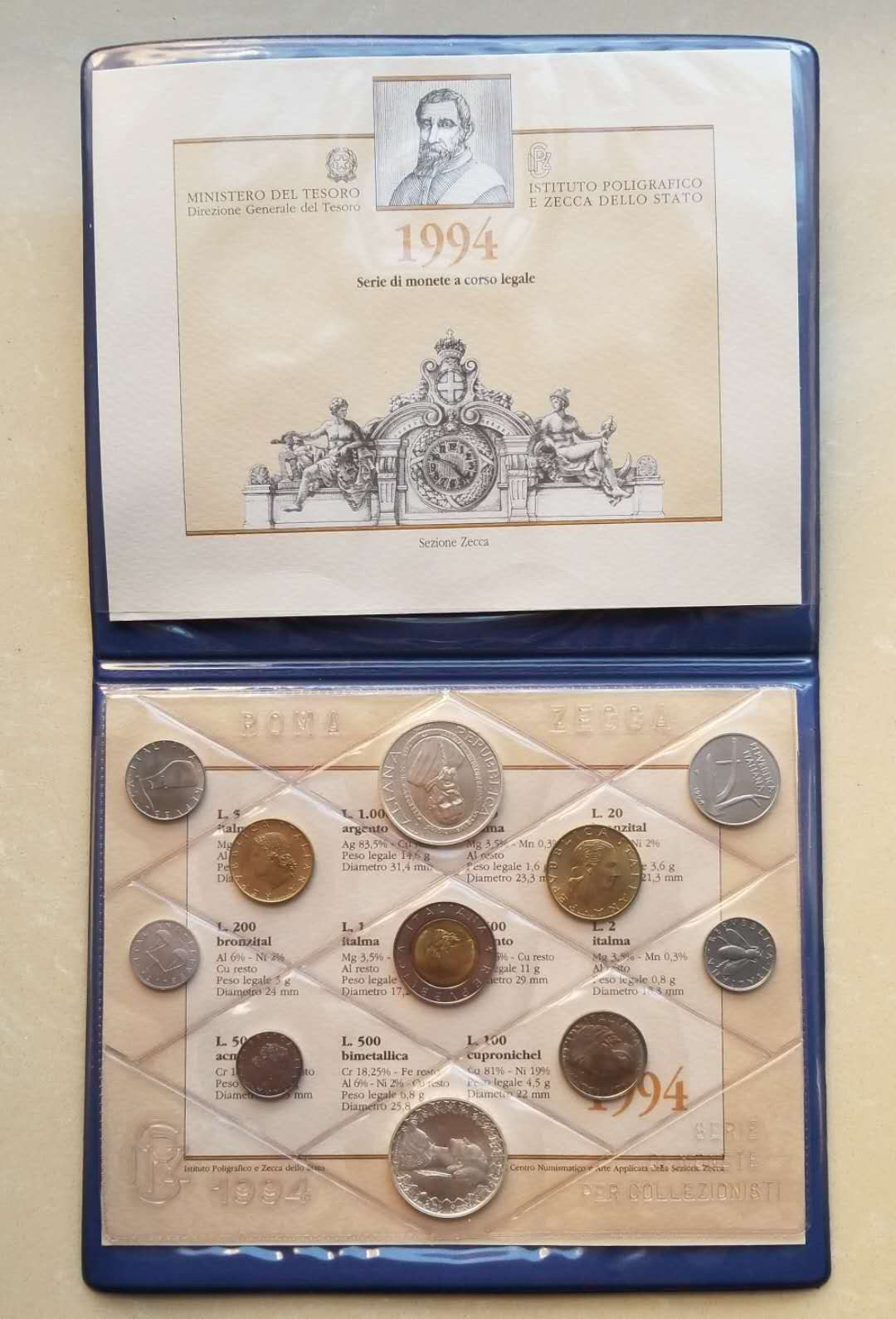 【随心拍&Getcoins】现代金银币拍卖第四十二期 意大利1994年全套硬币普制版套装11枚