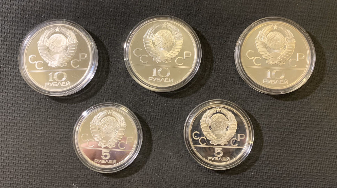 紫瑗钱币—微拍第六期  外国现代银币场 苏联 1978年 莫斯科奥运会 5枚套 纯银4盎司 银币 精制（原盒证书）