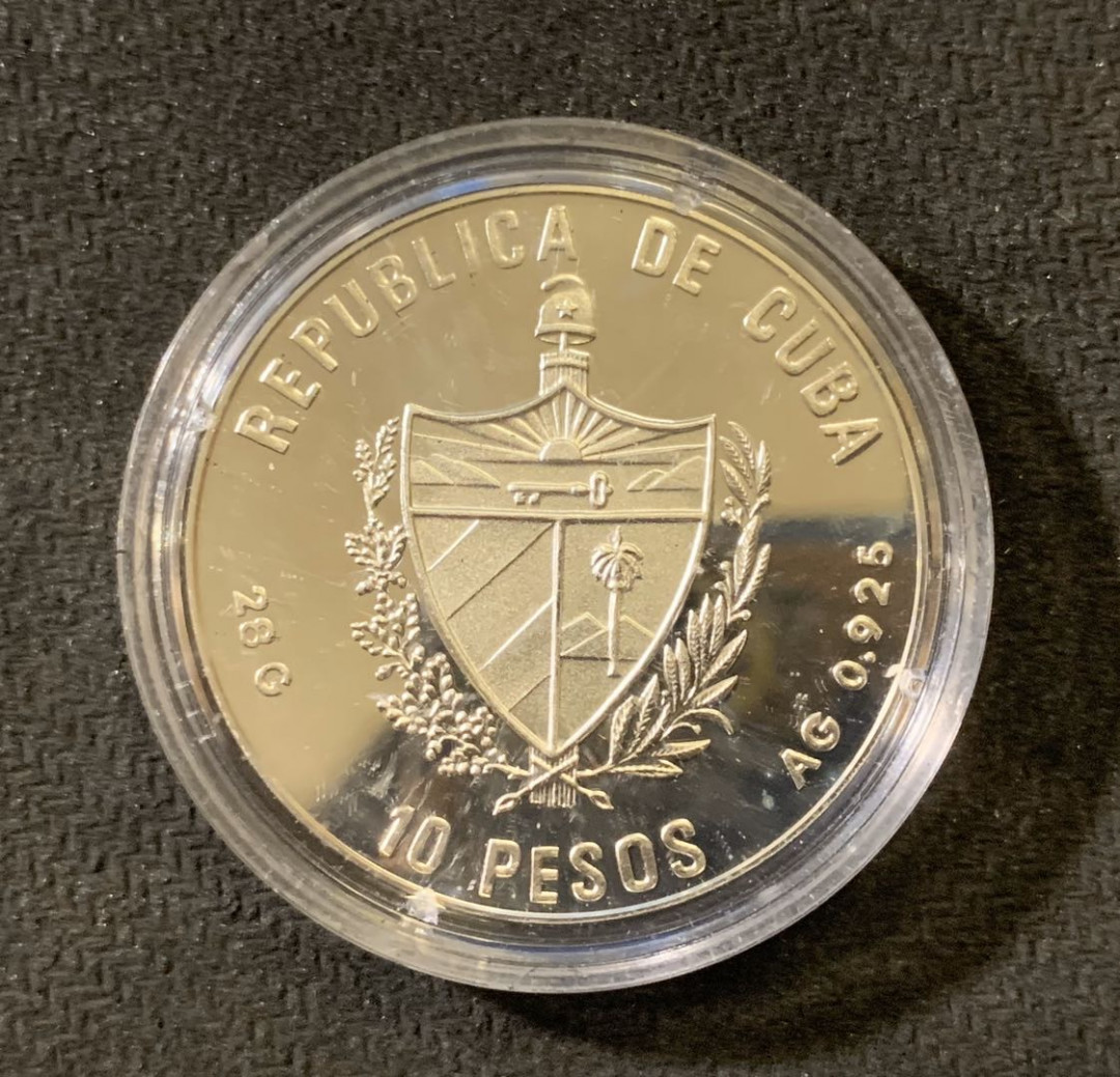 紫瑗钱币—微拍第六期  外国现代银币场 古巴 1990年 跨栏 10比索 28克 0.925银