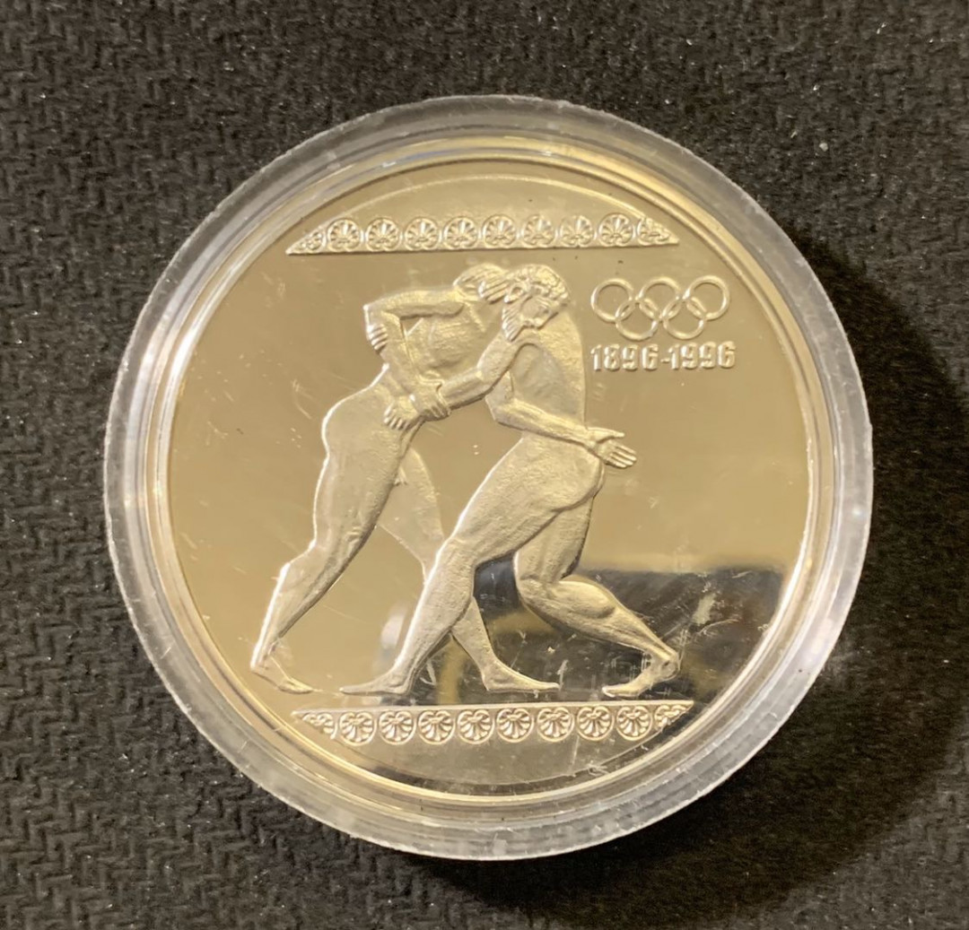 紫瑗钱币—微拍第六期  外国现代银币场 希腊 1996年 摔跤 1000德拉克马 银币 33.7克 0925银