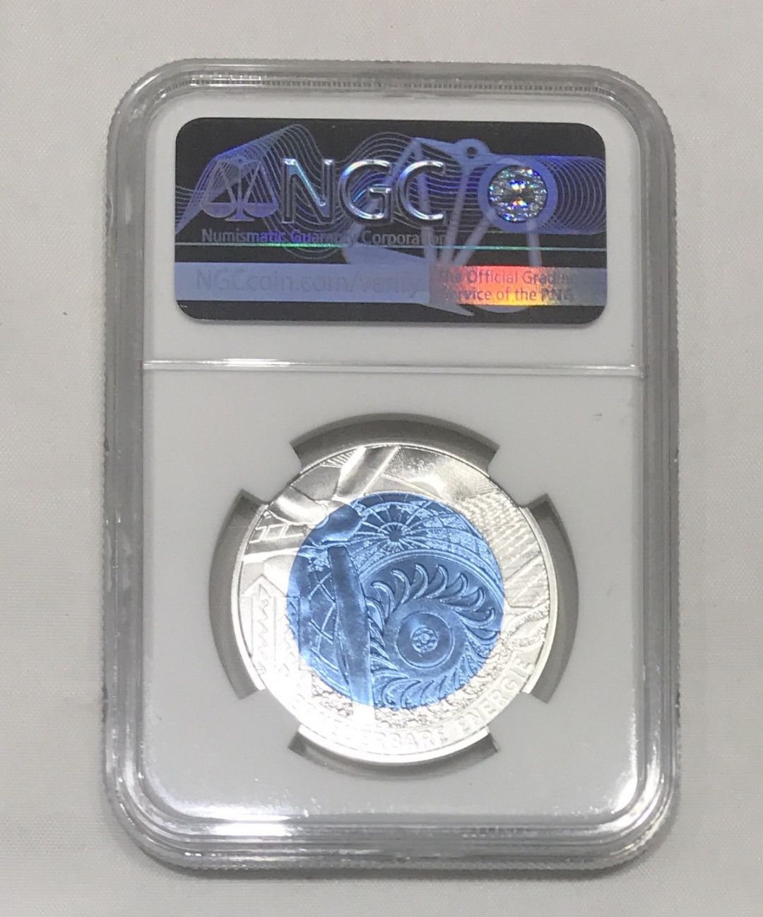 【随心拍&Getcoins】现代金银币拍卖第四十二期 奥地利2010年再生能源蓝色铌金属镶嵌银铌双金属币NGC70