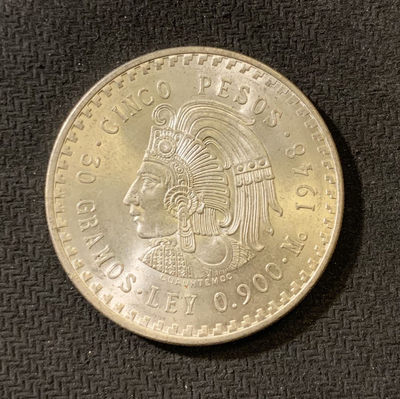 紫瑗钱币—微拍第六期  外国现代银币场 - 墨西哥 1948年 印第安人 5比索  30克 0.9银