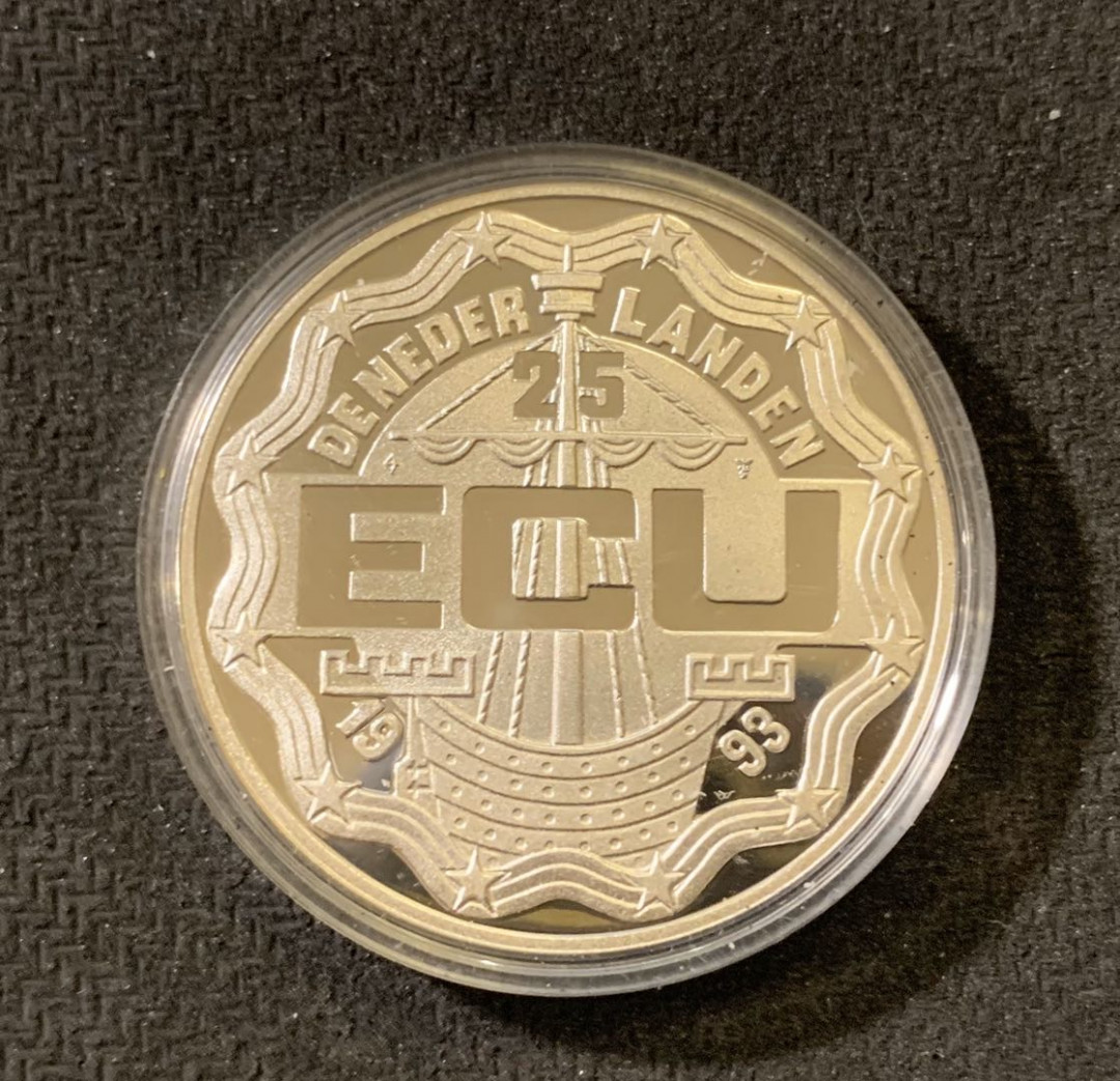 紫瑗钱币—微拍第六期  外国现代银币场 荷兰 1993年 马斯特里赫特条约 25埃局 25克 0925银 精制