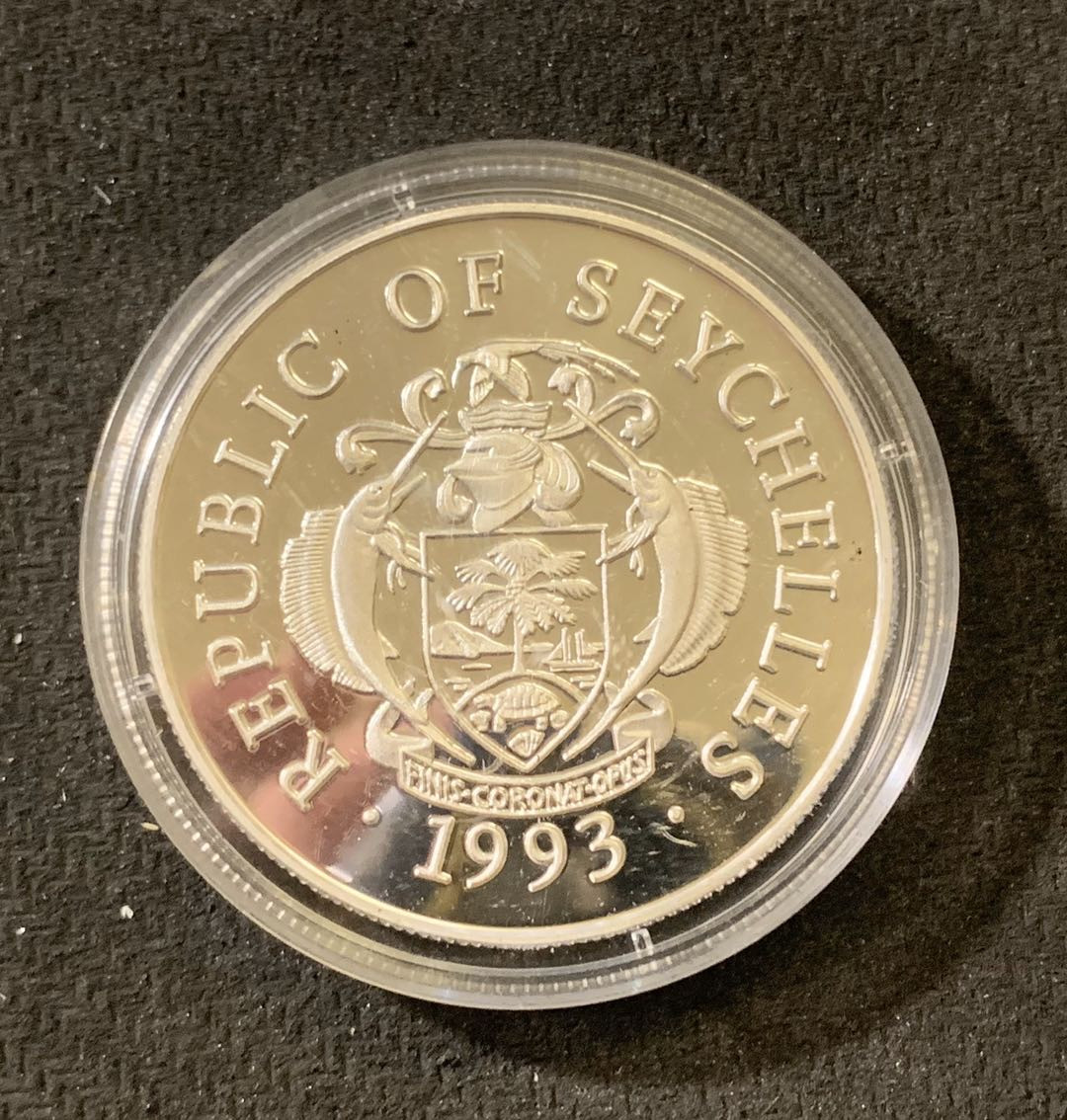 紫瑗钱币—微拍第六期  外国现代银币场 塞舌尔 1993年 体操 25卢比 31.46克 0.925银 精制