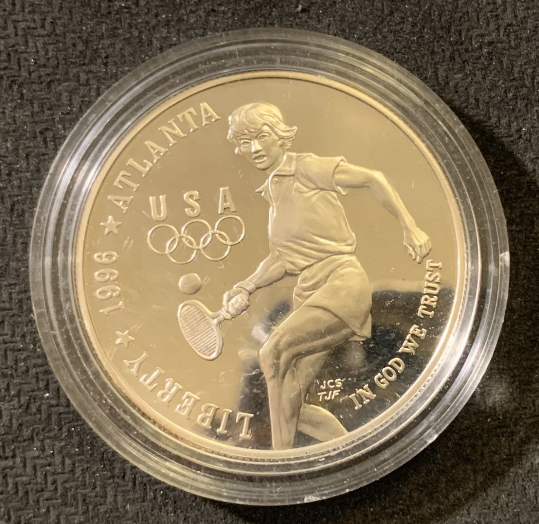 紫瑗钱币—微拍第六期  外国现代银币场 美国 1996年 亚特兰大奥运会 网球  1元  26.73克 0.9银