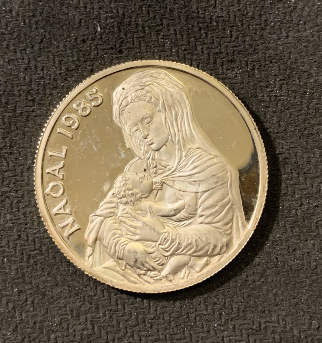 紫瑗钱币—微拍第六期  外国现代银币场 安道尔 1985年 耶稣诞生 20第纳尔 银币 16克 0.9银