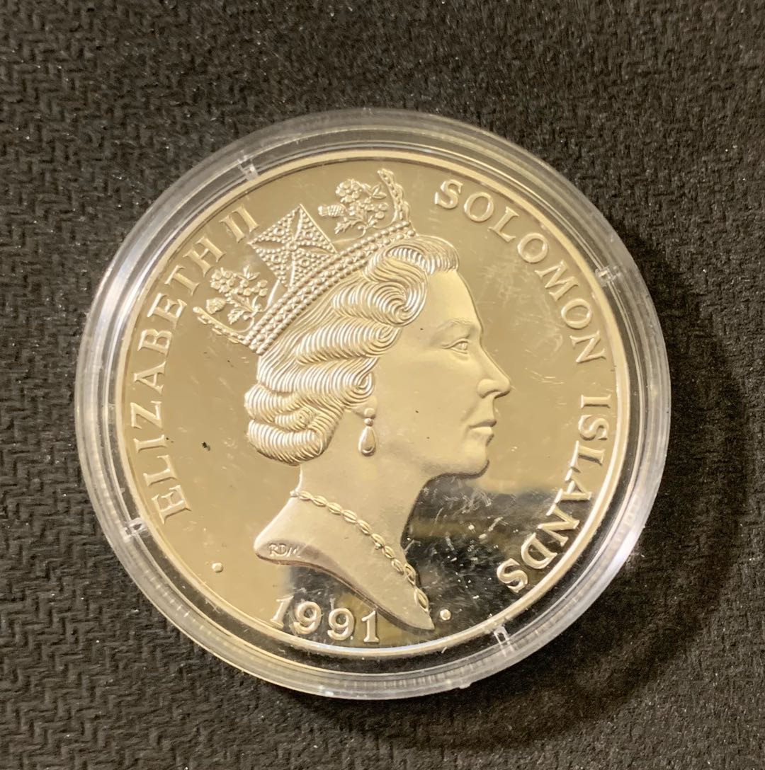 紫瑗钱币—微拍第六期  外国现代银币场 所罗门群岛 1991年  马拉松 10元 31.5克 0.925银 精制