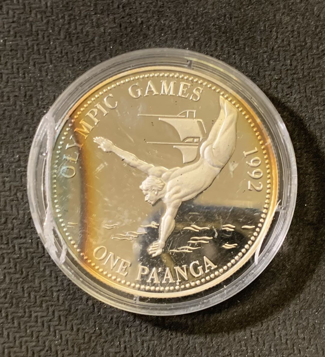 紫瑗钱币—微拍第六期  外国现代银币场 汤加 1991年 跳水 1 潘加 31.6克 0.925银 精制