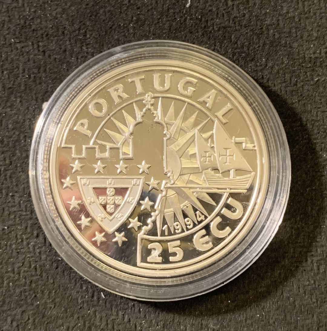 紫瑗钱币—微拍第六期  外国现代银币场 葡萄牙 1994年 曼努埃尔一世 25埃局 28克 0.925银 精制